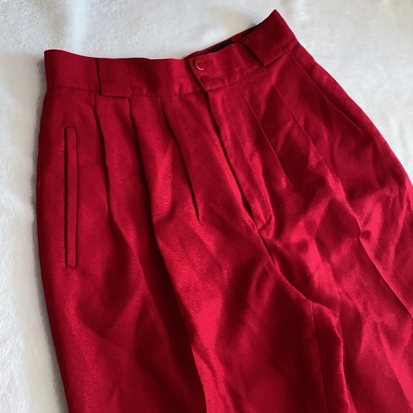 {VTG} Giorgio Sant' Angelo | 100% Pure Wool Pleated High Waisted Pants Red (6) - Picture 4 of 16